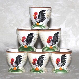Set of 6 Rooster Egg Cups